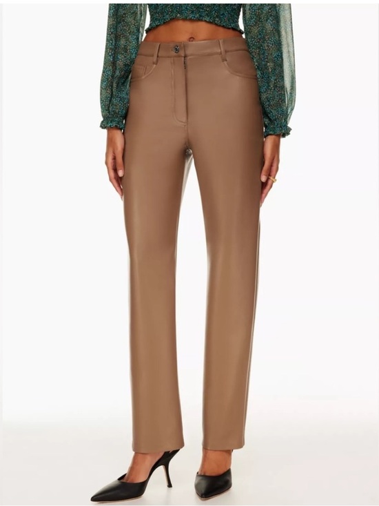 Aritzia Pants - Aritzia Wilfred Melina Tall Vegan Leather Pants Camel Tan High-Rise Straight Leg